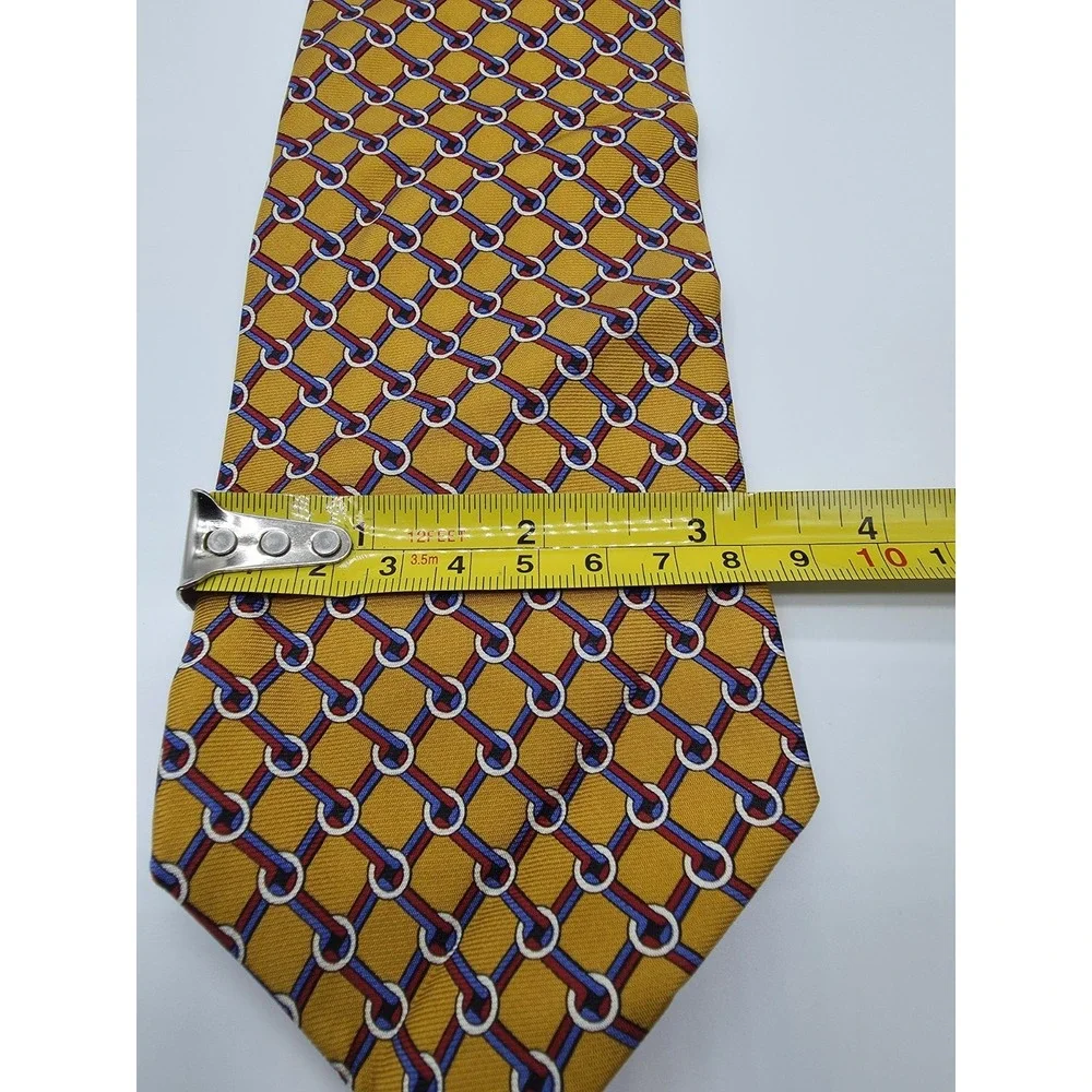 VTG Brooks Brothers Makers Mustard Blue Red Geometric Tie 57